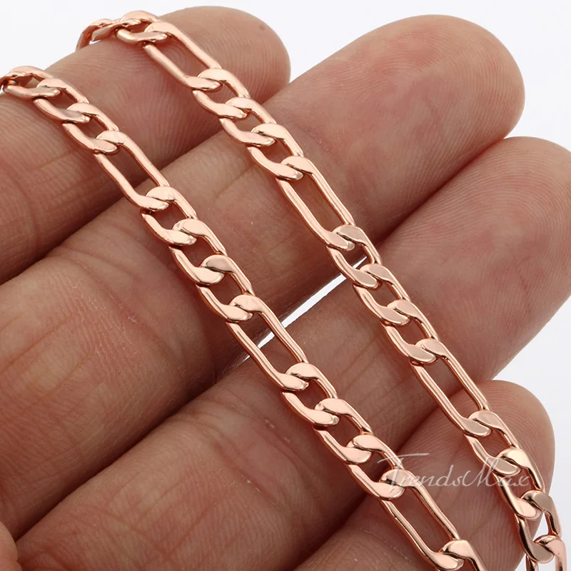 4 5 мм женские мужские Цепочки и ожерелья цепь 585 Rose Gold Filled Figaro Link Модные украшения