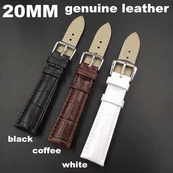 Wholesale 50pcs/Lot 12mm 14mm 16mm 18mm 19mm 20mm 22mm 24mm Genuine Cow Leather Watch Band Watch Straps Black White Brown