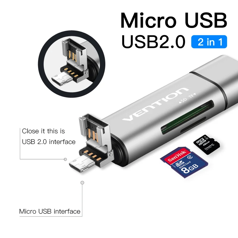 Vention Mini SD OTG кард-ридер USB 3,0 2,0 Micro USB 3,0 2,0 до type C кард-ридер Micro SD TF кард-ридер для портативных ПК