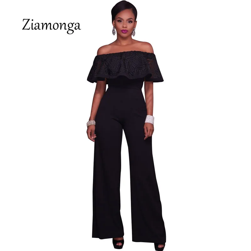 Ziamonga сексуальный комбинезон с оборками 2017 женский открытыми плечами и