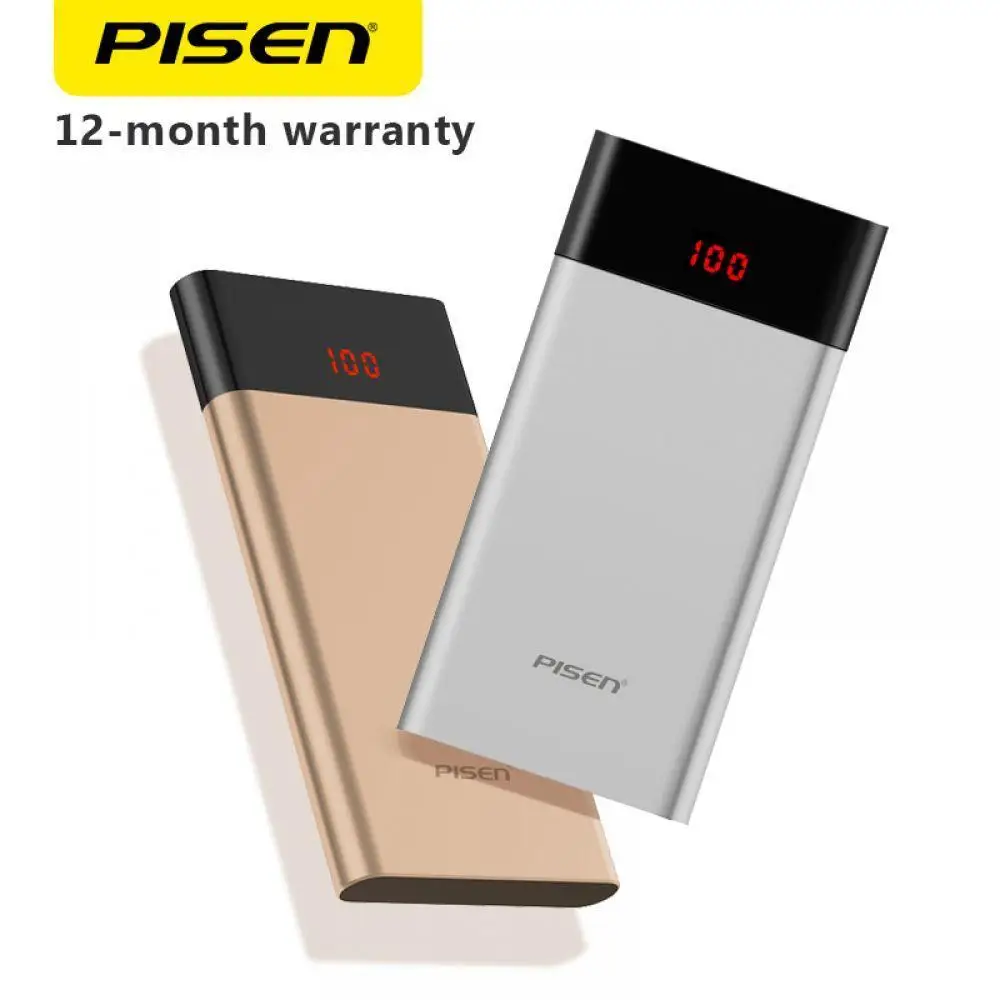 PISEN светодиодный тонкий внешний аккумулятор Pro 10000 мА/ч двойной USB А быстрая