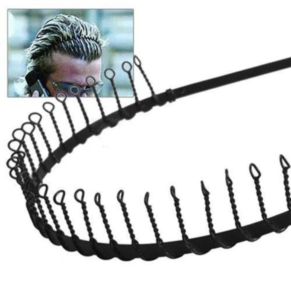 Mens Women Unisex Black Wavy Hair Hoop Band Sport Barrette Headband Hair Styling Accessories
