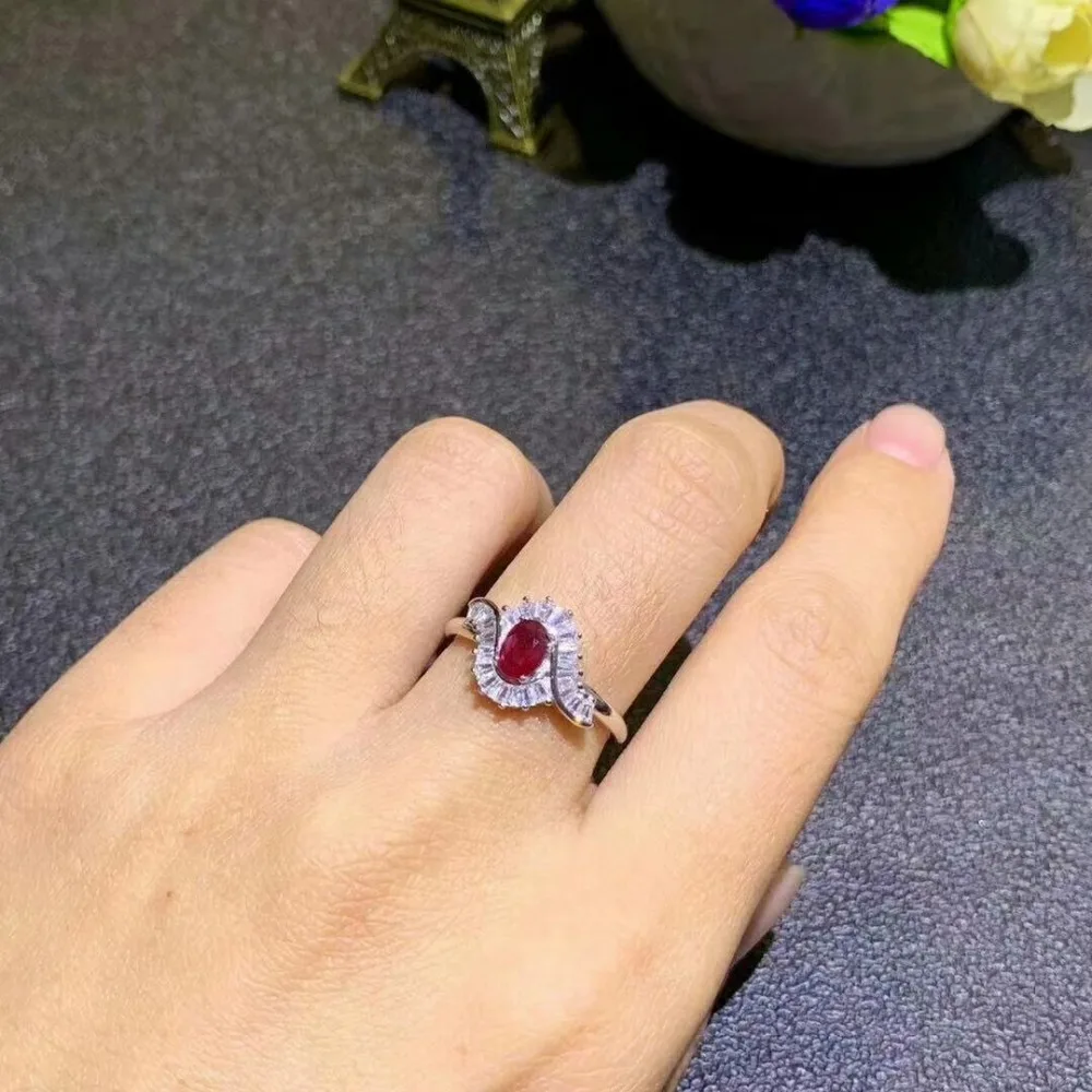 

shilovem 925 sterling silver real Natural red RUBY Rings fine Jewelry women wedding bands open Christmas gift new dj0406agh