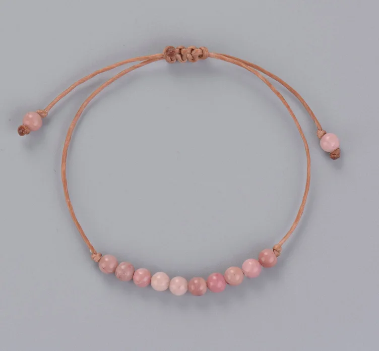 Rhodalite Ручной Работы Бохо натуральный камень регулируемый браслет бусины в стиле бохо простой браслет тесемка, нитка браслет оптом - Окраска металла: Rhodalite