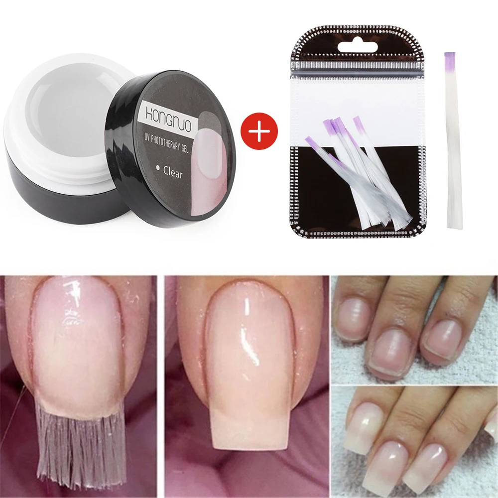 10 шт. Fibernails+ 1 шт. строительный гель для наращивания ногтей акриловый 3 французский стили 3D накладные ногти для украшения кончиков ногтей набор для наращивания ногтей Ge