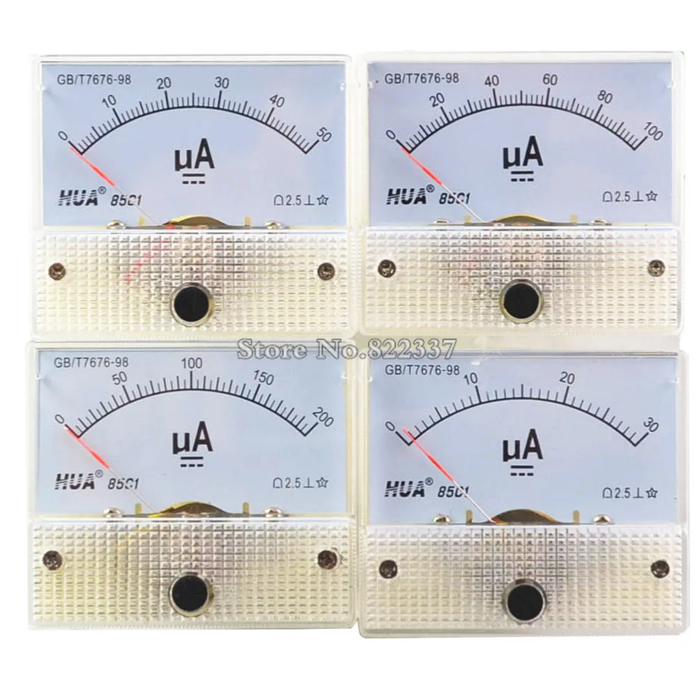 DC 85C1-UA аналоговая панель измерителя тока 50UA 100UA 200UA 500UA