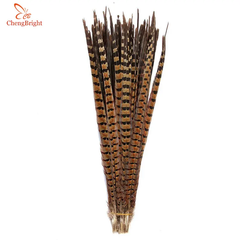 ChengBright-plumas de cola de fais&aacute;n Natural, joyer&iacute;a DIY, decoraciones de boda, plumas, de fais&aacute;n Plume, 35-40CM, 14-16 pulgadas, 50 Uds.-1