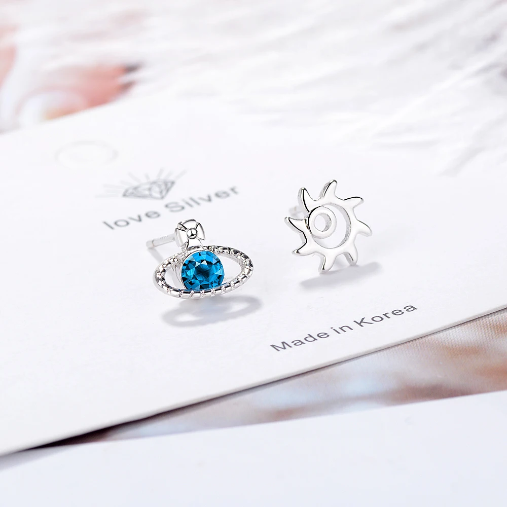 Новые Модные Простые асимметричные серьги-гвоздики из стерлингового серебра 925