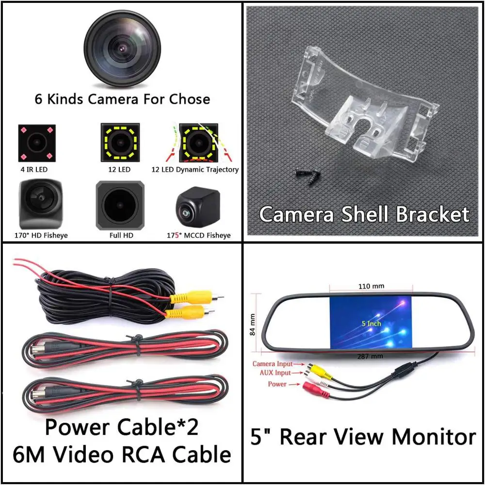Camera 5 inch Mirror 175 градусов 1080 P Fisheye) с углом обзора заднего хода автомобиля зеркало заднего вида Камера для Mazda CX-9 CX9 2007 2008 2009 2010 2011 2012 2013 Premacy MK3 автомобиля - Название цвета: Camera 5 inch Mirror