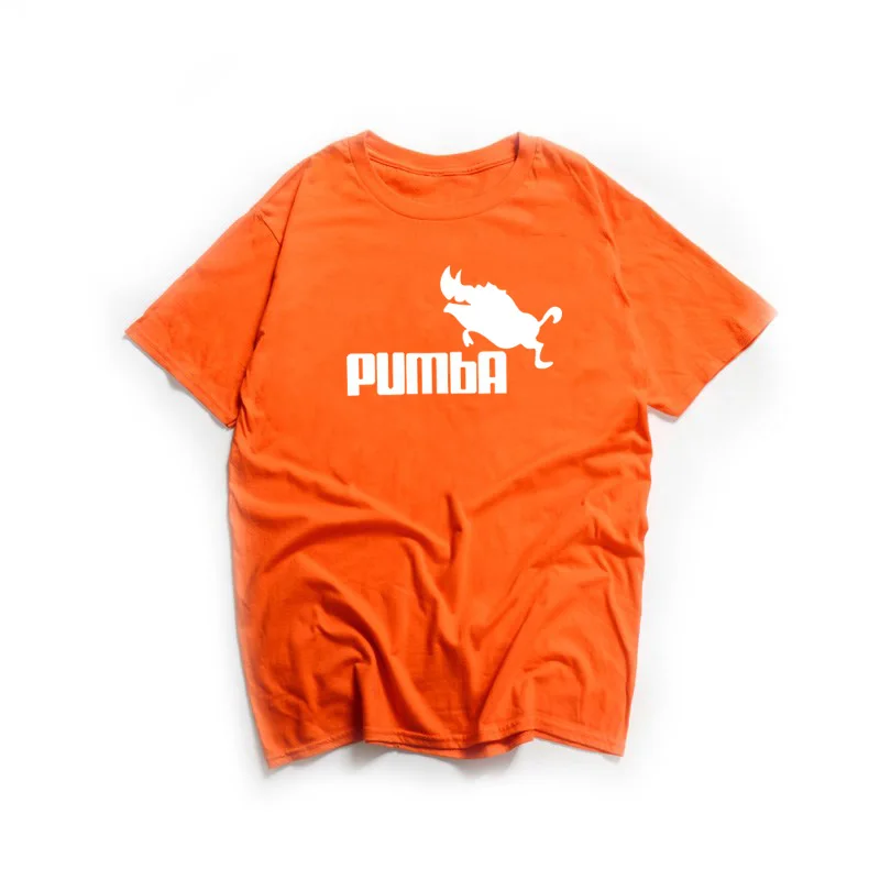 100% хлопок милые забавные футболки camisetas hombre Короткие рукава Пумба Футболка