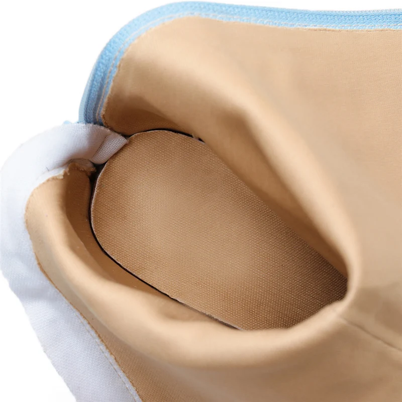 Женские ботинки на высоком каблуке 11 см блестящие до середины икры квадратном