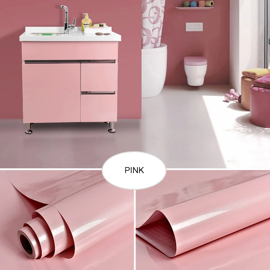 Pink Мебель отремонтированный стикер s кухня масло стены стикеры домашний шкаф фрески шкаф стол водонепроницаемый обои самоклеющиеся - Цвет: Pink