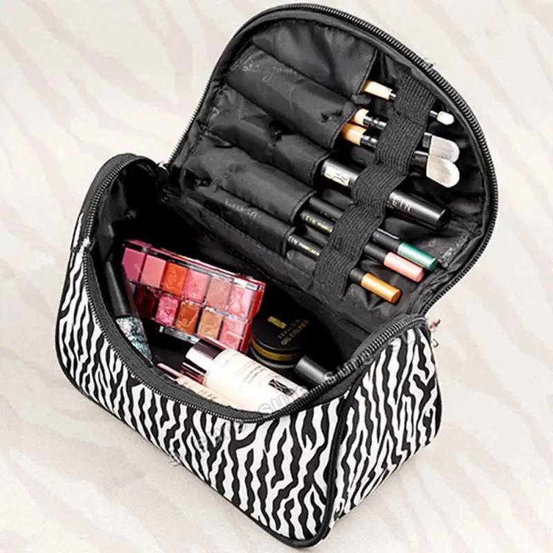 Косметичка женская нейлоновая черная белая для косметики|handbag organizer|cosmetic bag nylonbrand