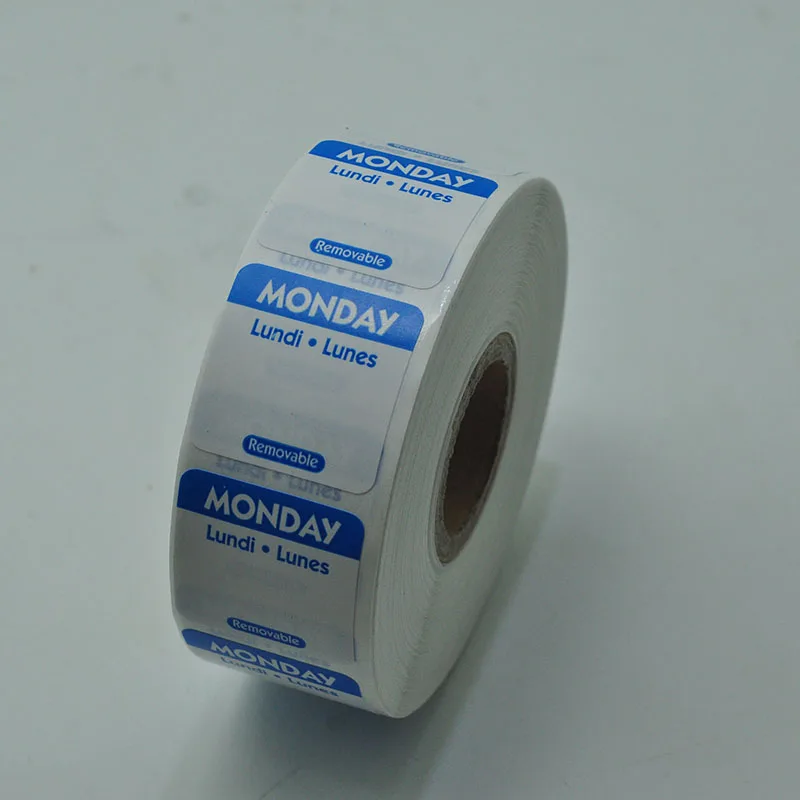 DaySpot HYDS-RL1x1-WEEK съемный клей Labels" X1" дюймов Дата наклейки для хранения еды вращение, 1000 этикеток/рулон - Цвет: Синий