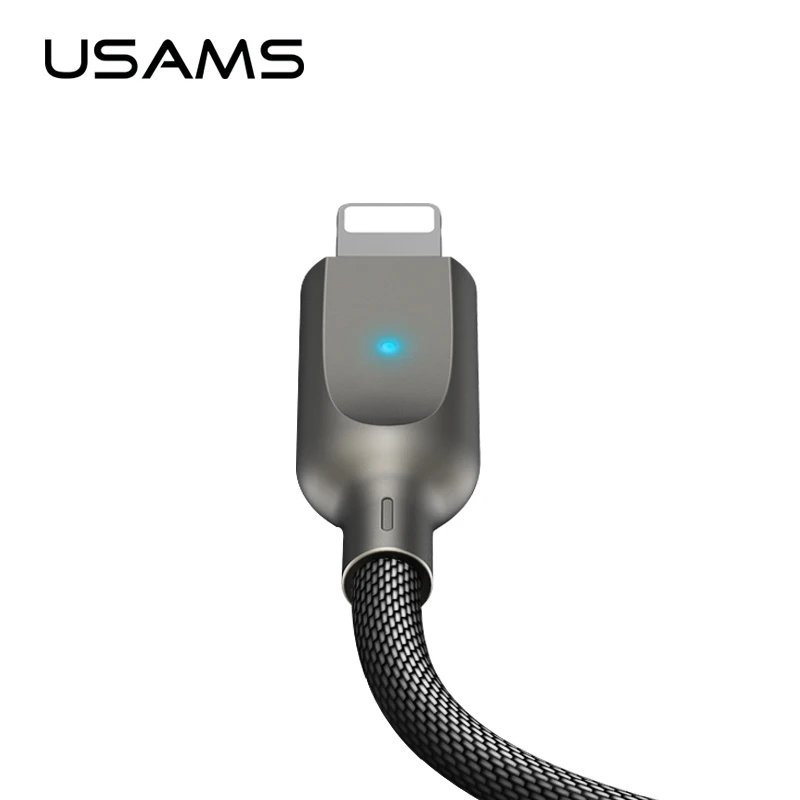 USAMS для iphone х кабель 8 7 6 S 5S Авто отключен нейлон плетеный свет IOS 11 10 9 Смарт