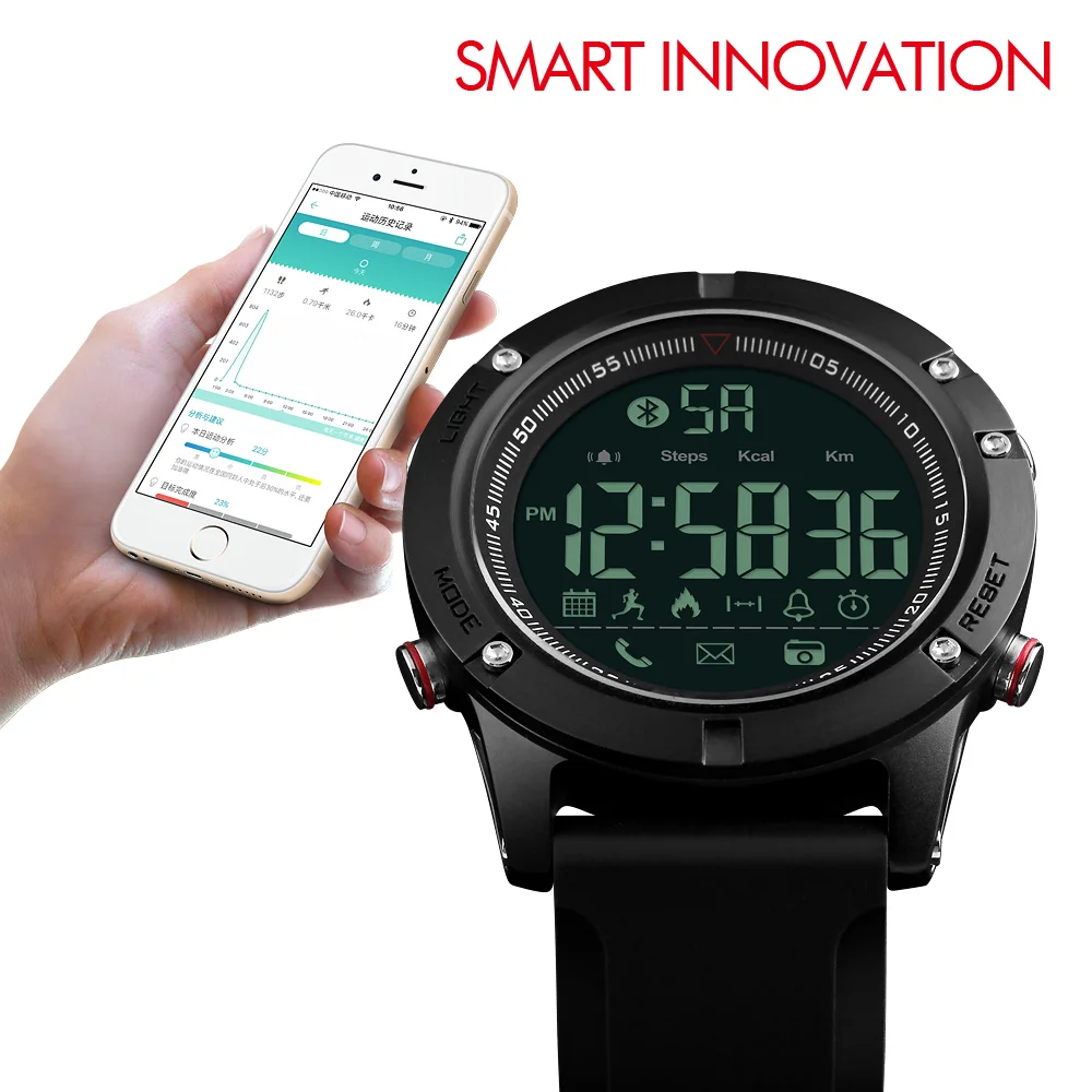 SKMEI Роскошные модные спортивные часы с Bluetooth мужские шагомером умные