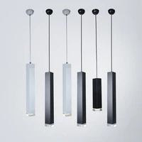 led dining room pendant lights modern square tube crystal bottom bar counter painted pipe restaurant balcony corridor hanging