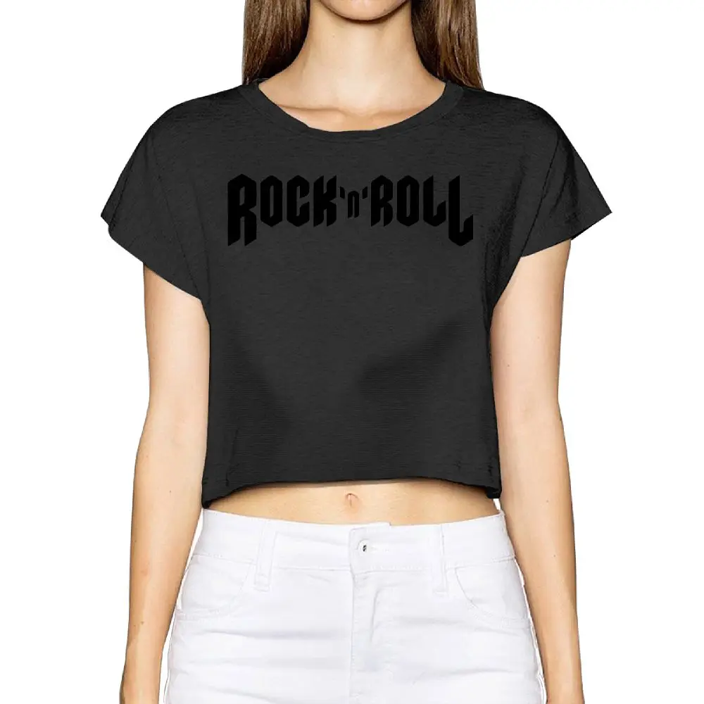 SAMCUSTOM Camisetas настоящие короткие новые i love Rock N Ролл 3D печать модная уличная футболка анархия укороченная Сексуальная футболка для женщин - Цвет: Красный