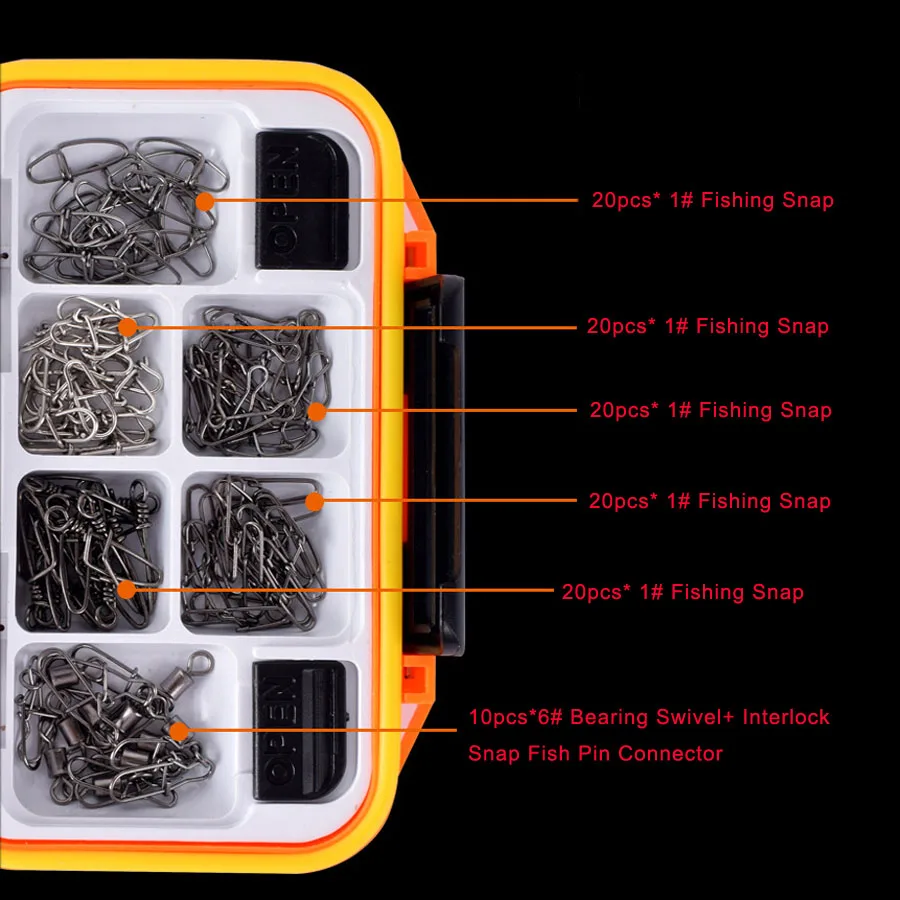 191pcs/box Fishing Accessories Kit Including Swivels Snaps Sinker Slides Luminous Beads with 12 Compartments Tackle Box - купить по