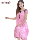 Шелковая ночная рубашка Fdfklak для беременных женщин, ночная рубашка для кормящих женщин, Длинная летняя Элегантная ночная рубашка размера плюс, F30