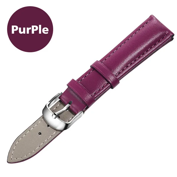 Purple Кожаный ремешок для наручных часов для мужчин и женщин 22 мм 20 мм 18 мм 16 мм 14 мм 12 мм ремешок для наручных часов кожаный ремешок на браслете - Цвет ремешка: Purple