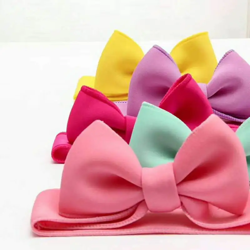 Fashion kids baby child girl head wraps tiara elastic ribbon headband satin big bows headwrap hair bands Accessories For Party | Детская