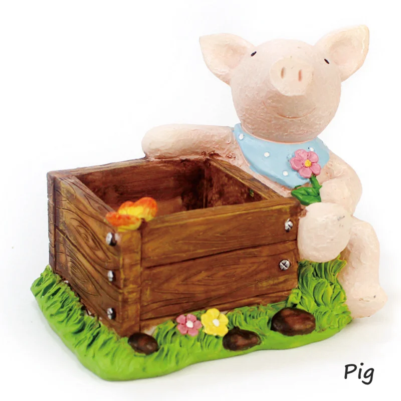 Pig 1 шт. милые Мультяшные животные цветочные горшки Смола Цветочный Горшок микро-пейзаж суккулент горшок для растений домашние садовые украшения бонсай плантатор - Цвет: Pig