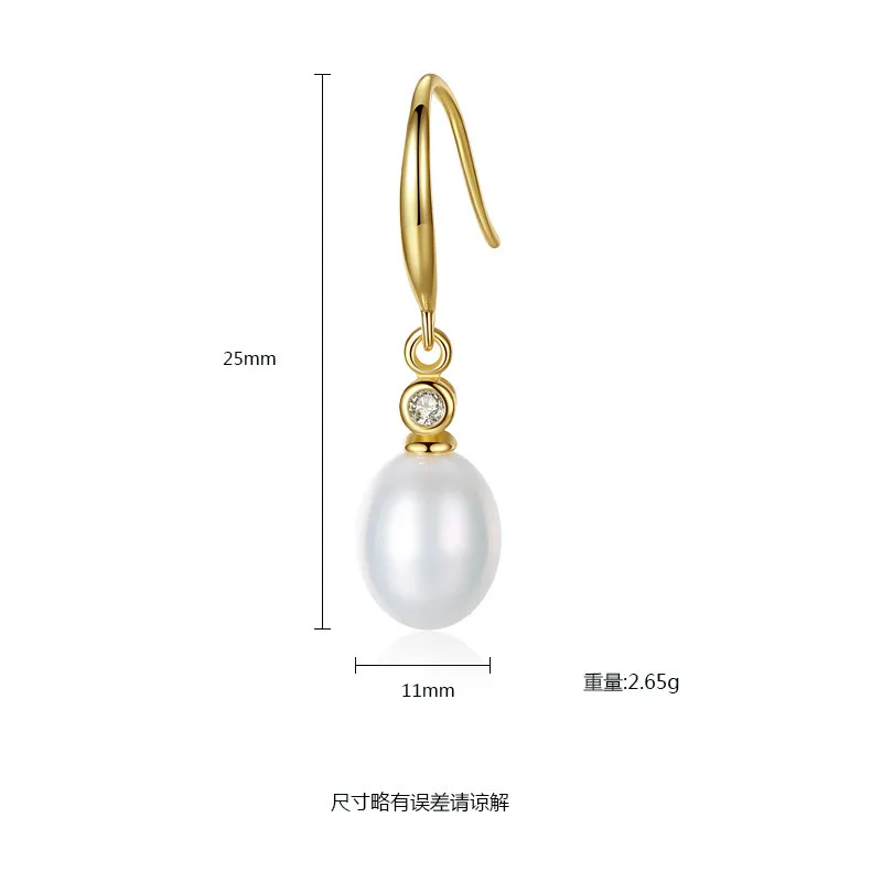 Женские серьги-подвески из серебра 3 цвета с натуральным пресноводным жемчугом