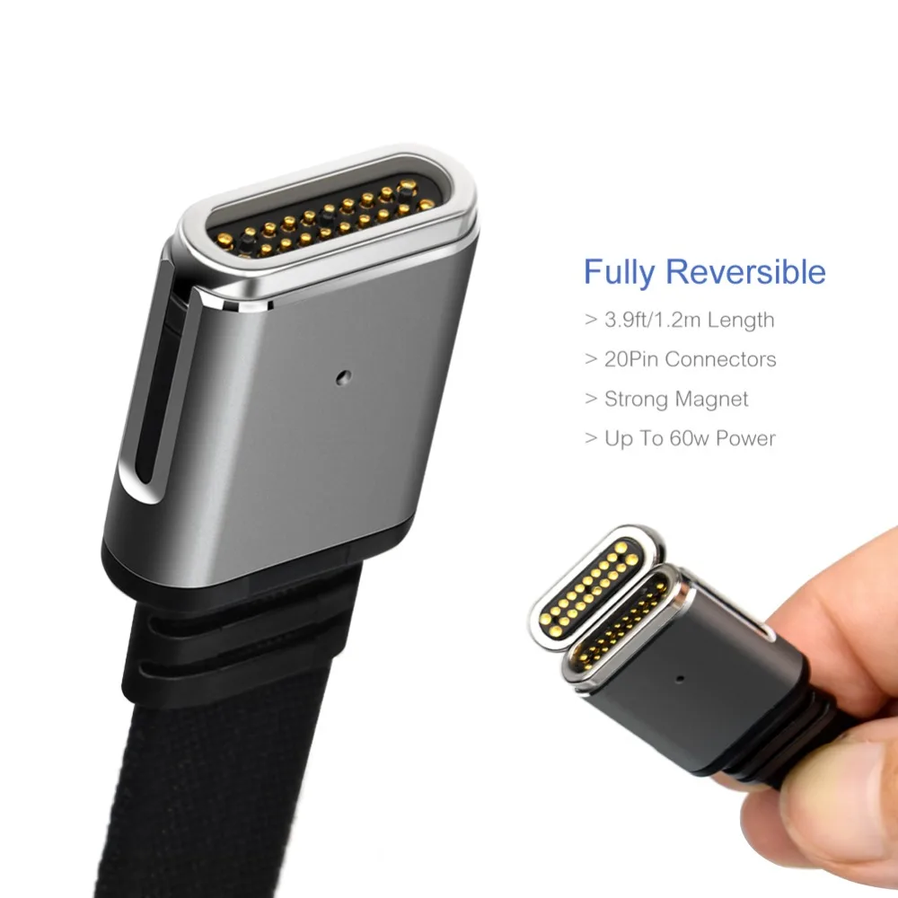 Новинка, 20 контактов, магнитный USB C кабель, 120 см, Магнитный адаптер, USB C 3,1, type-C, USB C 3,1, 5A, 60 Вт, быстрая зарядка