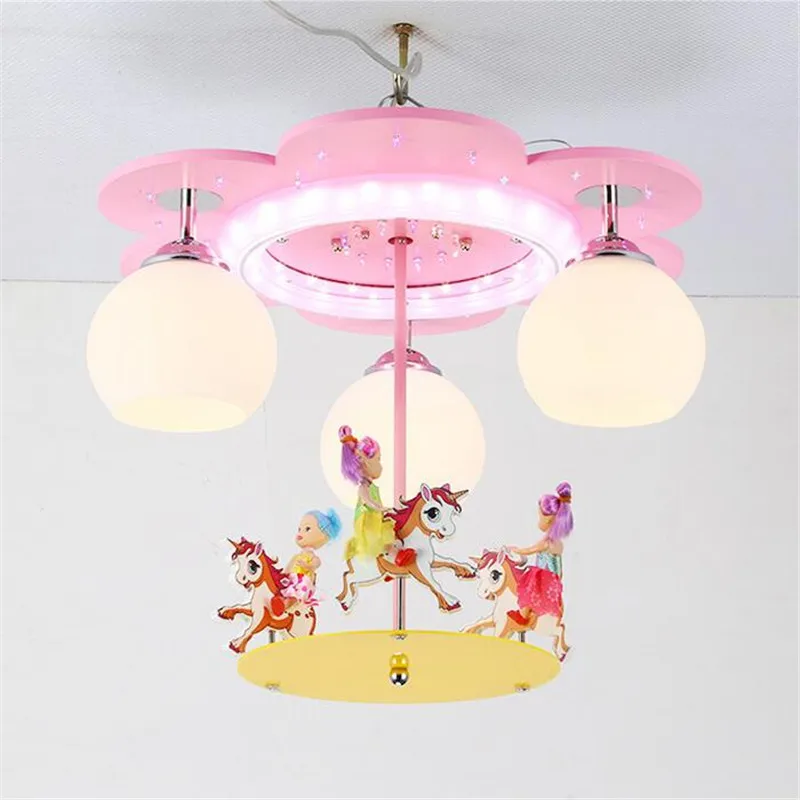 Прекрасный креативный Сказочный карусель розовое дерево стекло Led E27 * 3 подвесной