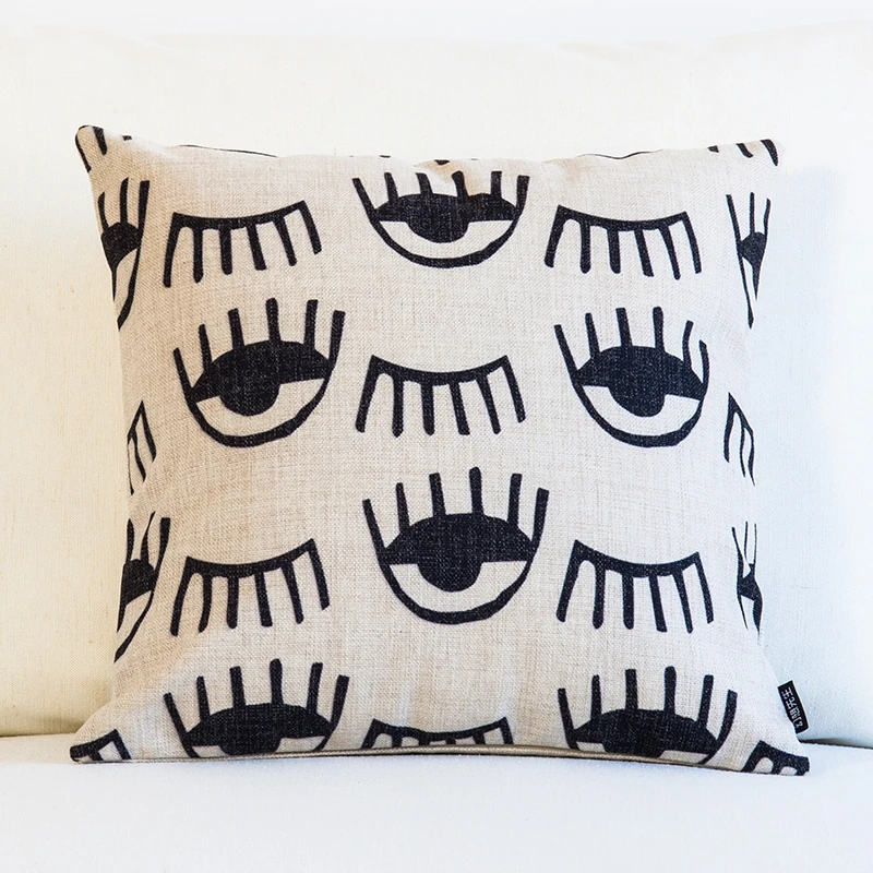 Чехол для подушки в скандинавском стиле с черно-белым геометрическим принтом