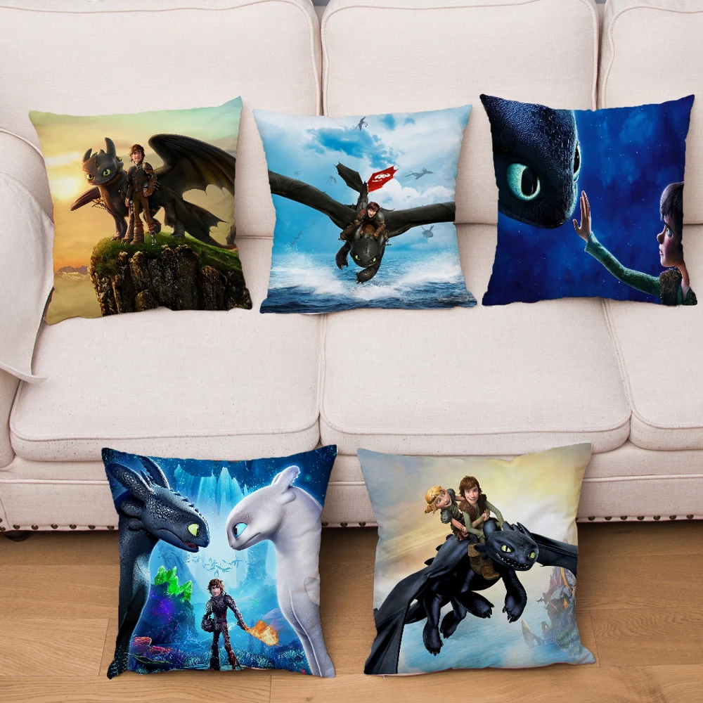 Наволочка Как приручить дракона декоративный короткий плюшевый чехол для