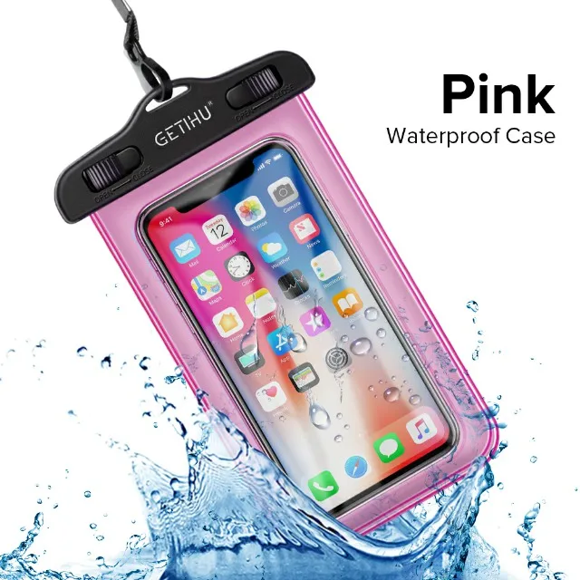 Pink Универсальный Водонепроницаемый Чехол GETIHU для Xiaomi Mi 9 SE 8 Pro A2 A1 Lite Note 3 Mix 2, чехол для мобильного телефона, водонепроницаемая сумка - Color: Pink