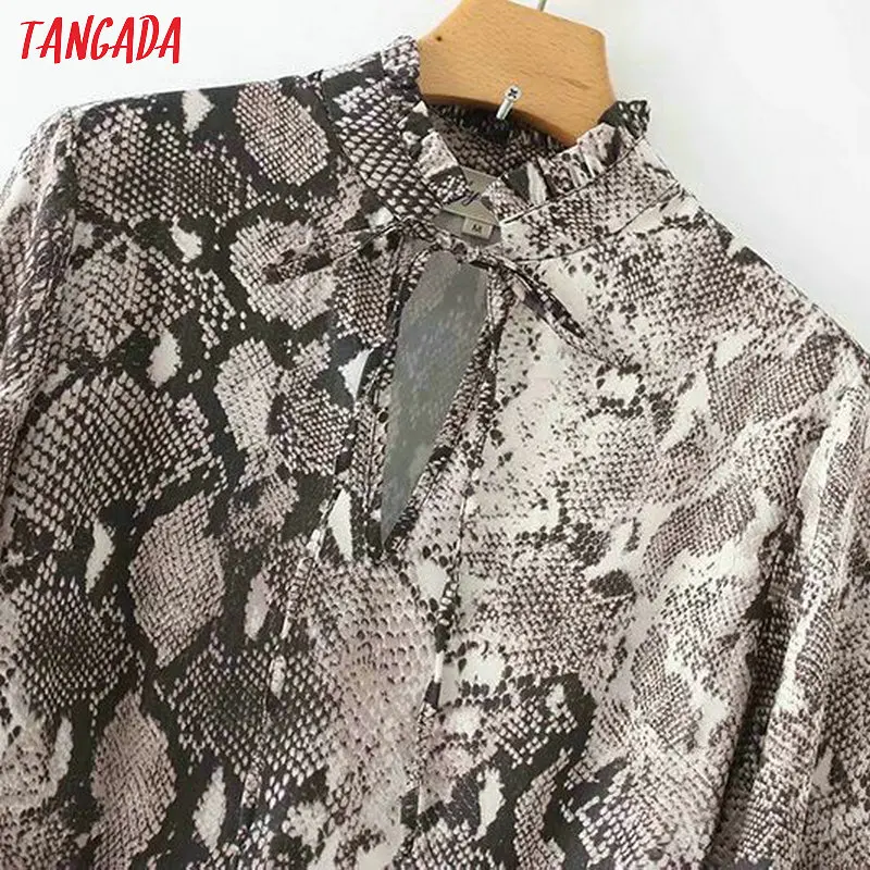 Tangada, винтажное, стильное, с бабочкой, на шее, макси платье, для женщин, змеиный принт, фонарь, рукав, Ретро стиль, для женщин, с открытыми боками, длинные платья, vestidos 1F32