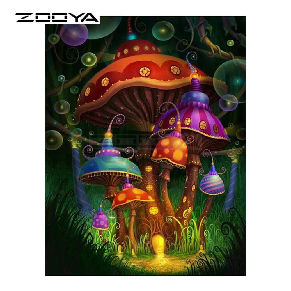ZOOYA 5D DIY Алмазная вышивка пейзаж лес цвет гриб дом картина крестиком Мозаика