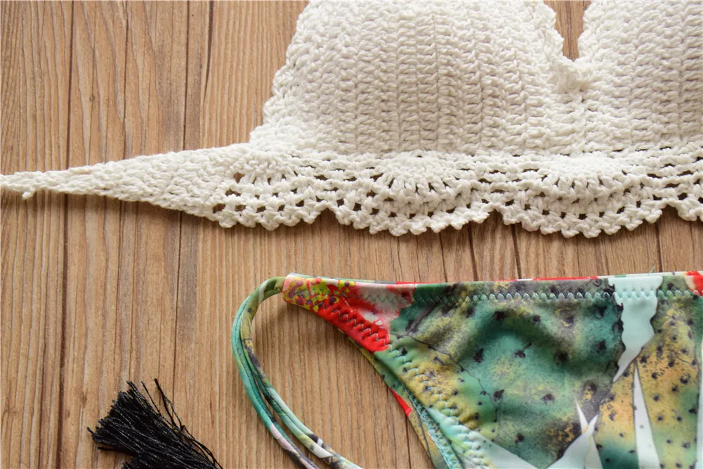 Крючком бикини Купальники для малышек 2017 женская обувь Топ вязать сексуальные