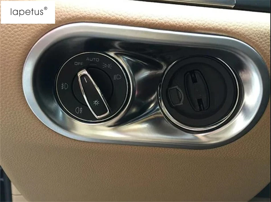 

Lapetus Accessories Fit For Porsche Macan 2014 - 2019 Head Lights Lamp Switch Button Decoration Molding Sequins Cover Kit Trim