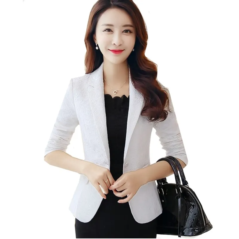 

Long-sleeved Women Jacket Blazers Casual Fashion Slim Elegant Coat Plus size 3XL Female Short Blazer Single button Business Suit