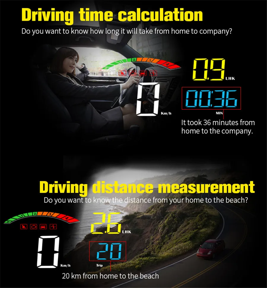 Интеллектуальный HUD OBD Автомобильный головной дисплей двигатели дисплей беспроводной Спидометр Автомобильная электроника Аксессуары C800