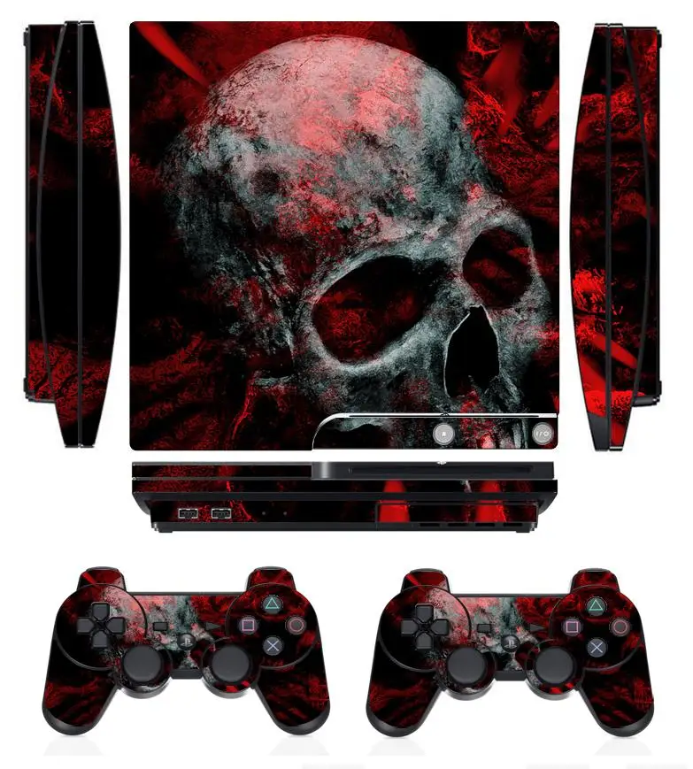Защитная виниловая наклейка Skull 251 для Sony PS3 Slim PlayStation 3 и 2 чехла контроллеров|protector