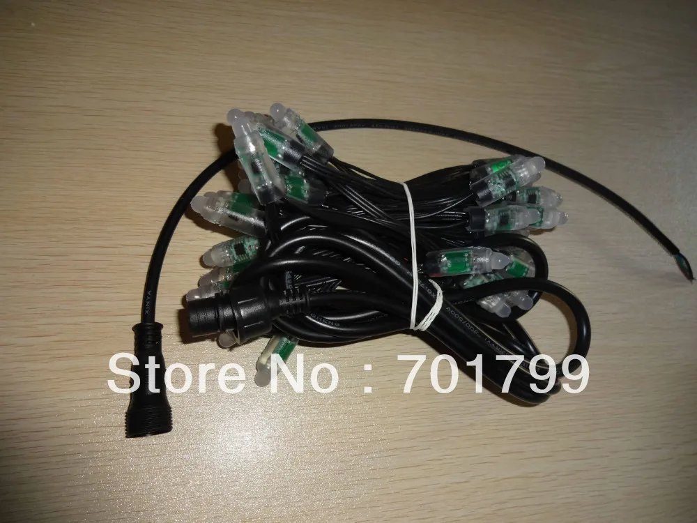 50 шт. DC5V вход IP68 12 мм TLS3001 светодиодный пиксельный свет все черные провода входной