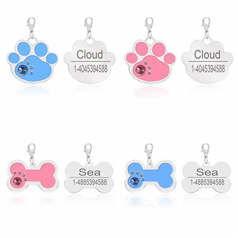 Горный хрусталь персонализированные собака ID тег костяная лапа форма имя