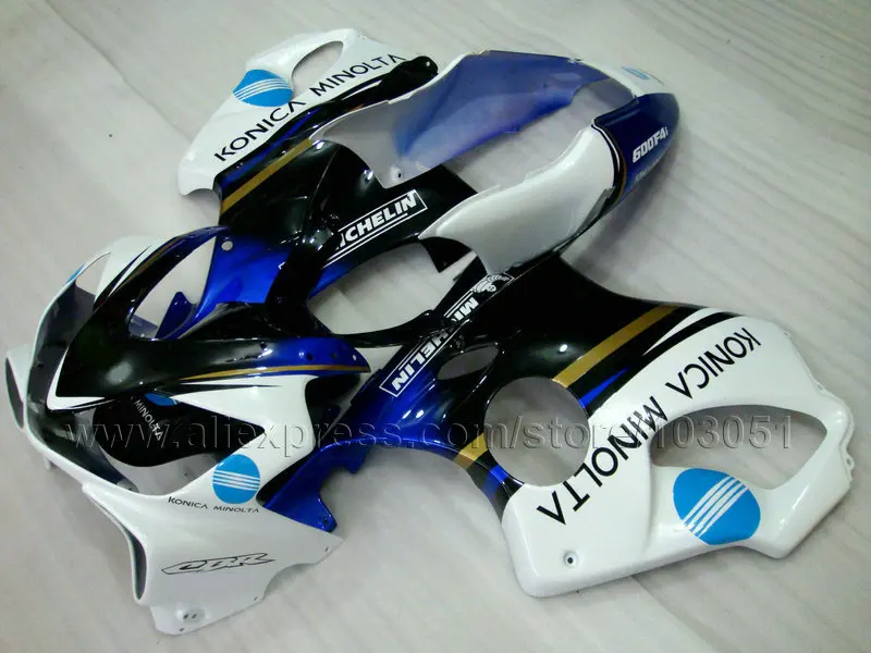Обтекатель ABS под заказ белый с синим для Honda Cbr 600 F4i 04 05 06 07 CBR600 2004 2005 2006 2007 комплект