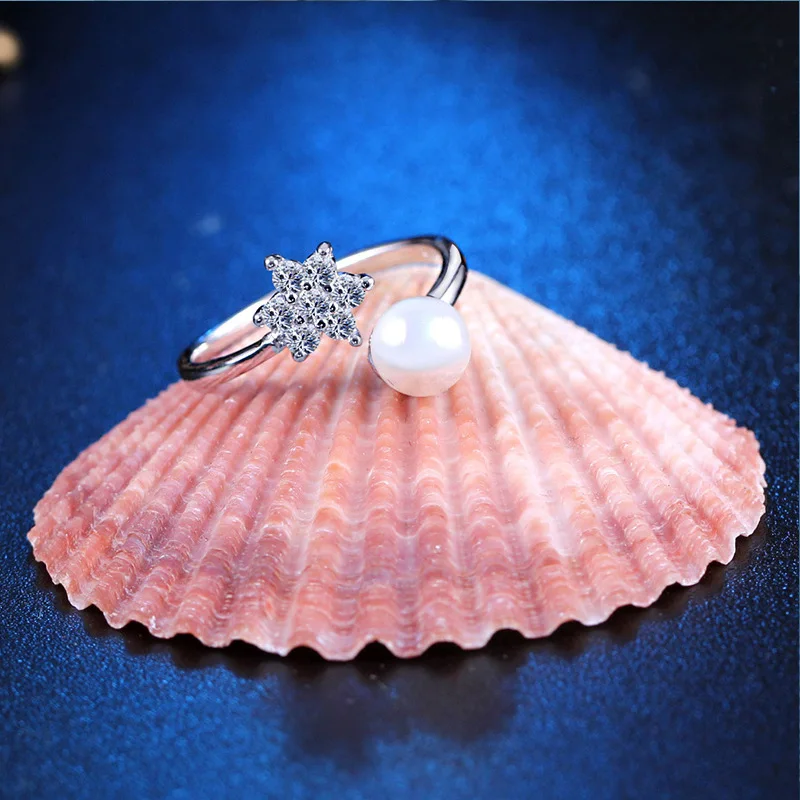 Жемчужное блестящее микро Кристал для свадьбы кольцо помолвки из стерлингового