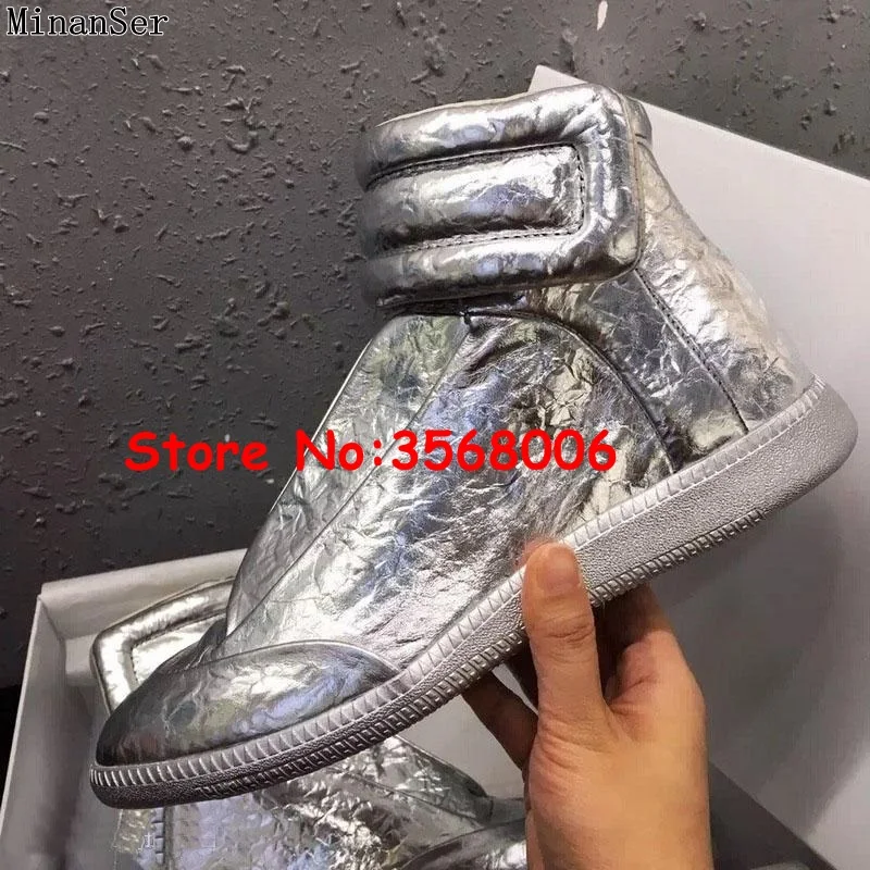 Patent Leather Red Gold Silver Blue Mans Outdoor Sneakers zapatillas hombre Lace Up Brand Style Male Flats Shoes Leisure Boots | Обувь