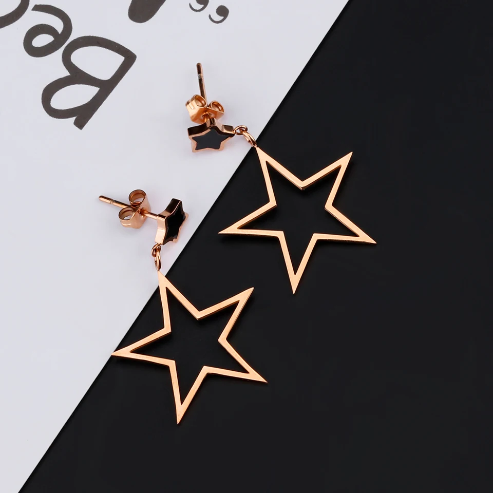 Простота с вышивкой в виде звездочек Серьги гвоздики титановая инкрустация из