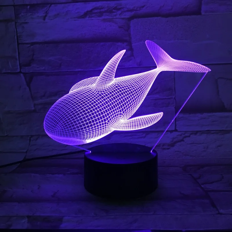 3d лампа в виде морского животного Кита светодиодный светильник сенсорный RGB стол