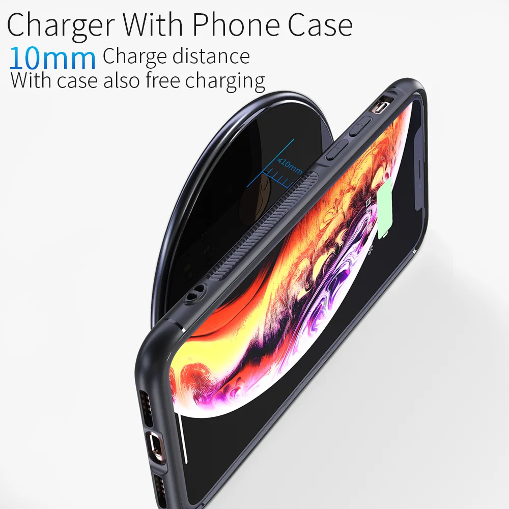 Беспроводное зарядное устройство Essager 10 Вт Qi для iPhone Xs max X 8 Xiaomi mi 9 Huawei P10 Samsung S10 S9 S8