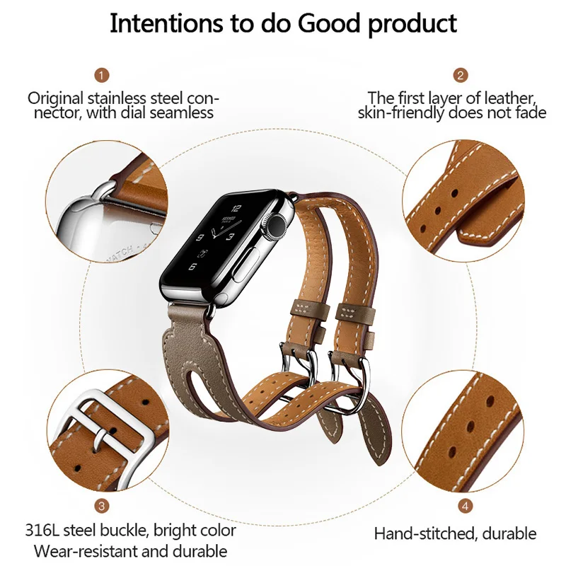 Ремешок из натуральной кожи для Apple Watch Edition Sport iwatch 38 мм 42 Series 5 4 3 2 1|bracelet for apple
