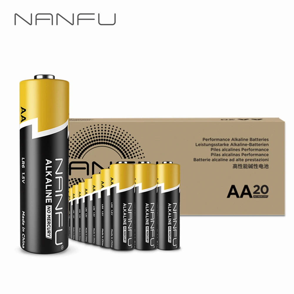 NANFU 20 шт. аккумулятор aa батарейки 1.5 В щелочной аккумуляторы LR06 батарея 2a акб 2100